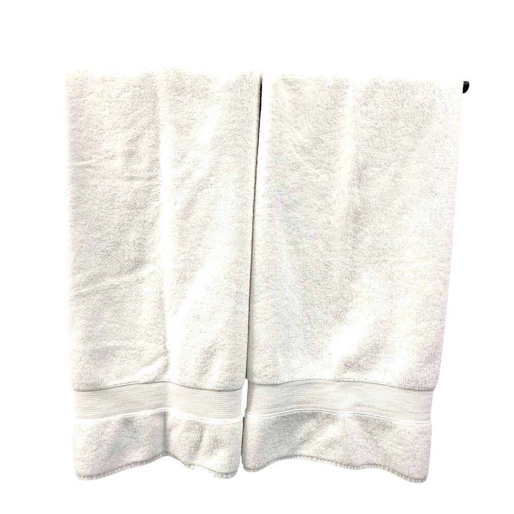 Pottery Barn PB Classic White Bath Towels Set of 2 Cotton Dobby Spa 26 x 52